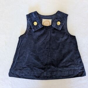 Beaufort Bonnet Navy Velvet Jumper Dress with Gold Buttons